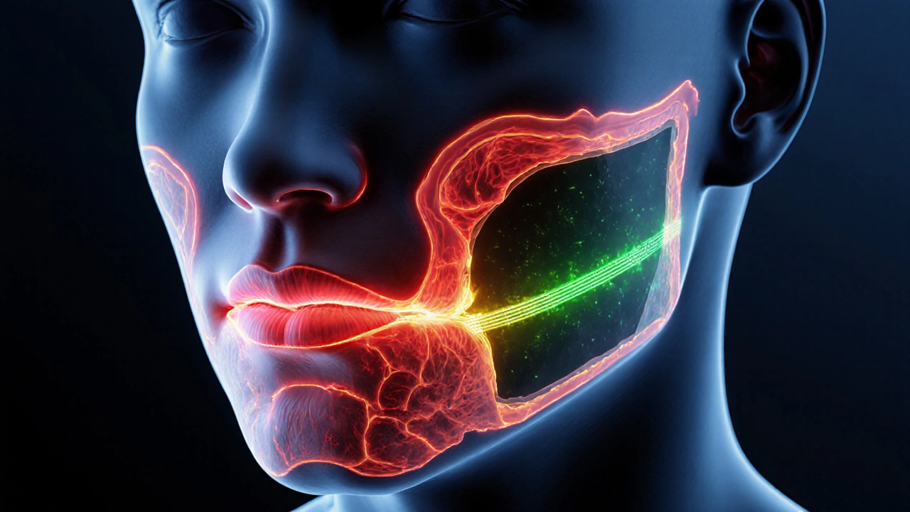 3D-разрез лица с тремя технологиями борьбы с брылями: радиочастота, ультразвук и лазер