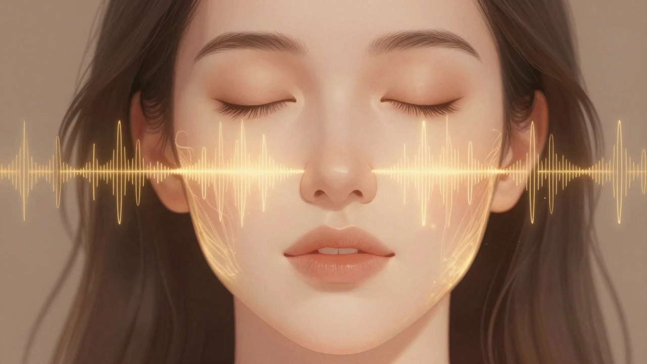 Схематическое изображение радиочастотного воздействия на кожу лица