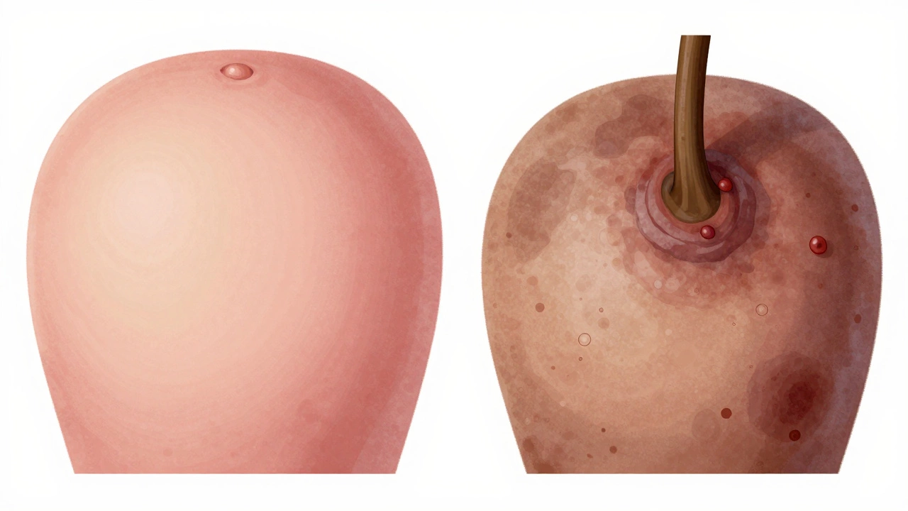 Сравнение здоровой кожи и последствий неправильной лазерной эпиляции: пигментация, волдыри и воспаление.