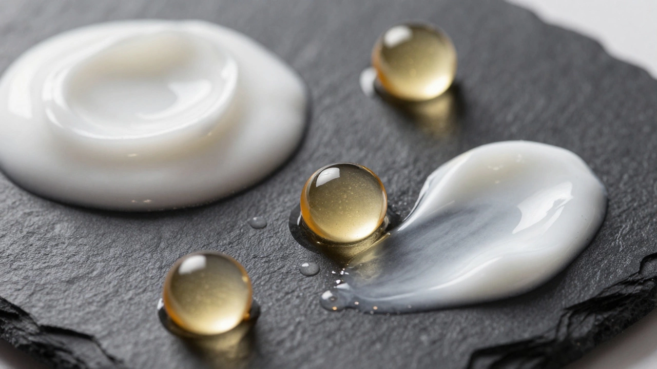 Макрофотография косметических ингредиентов и текстур