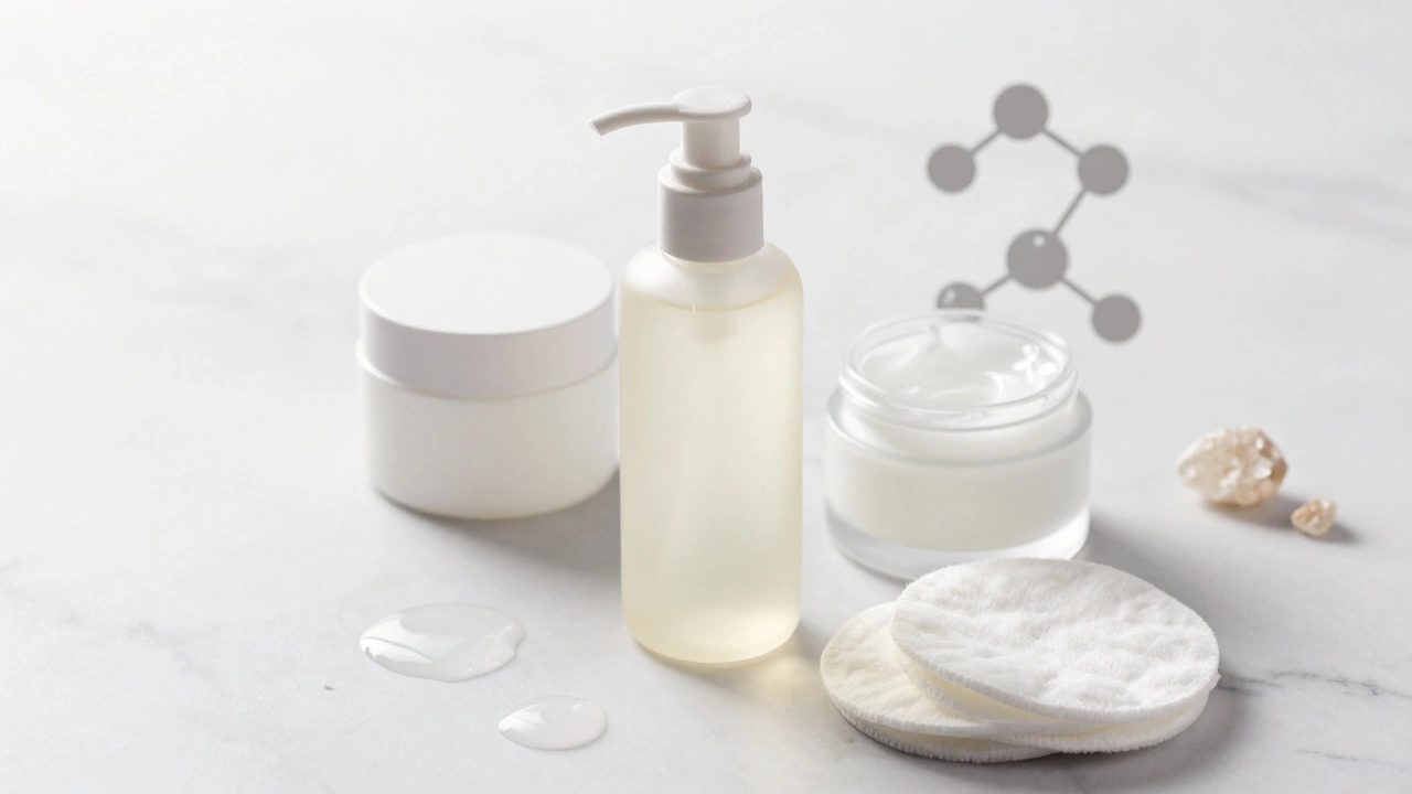 Средства для ухода за кожей: гель, увлажняющий крем и ватные диски