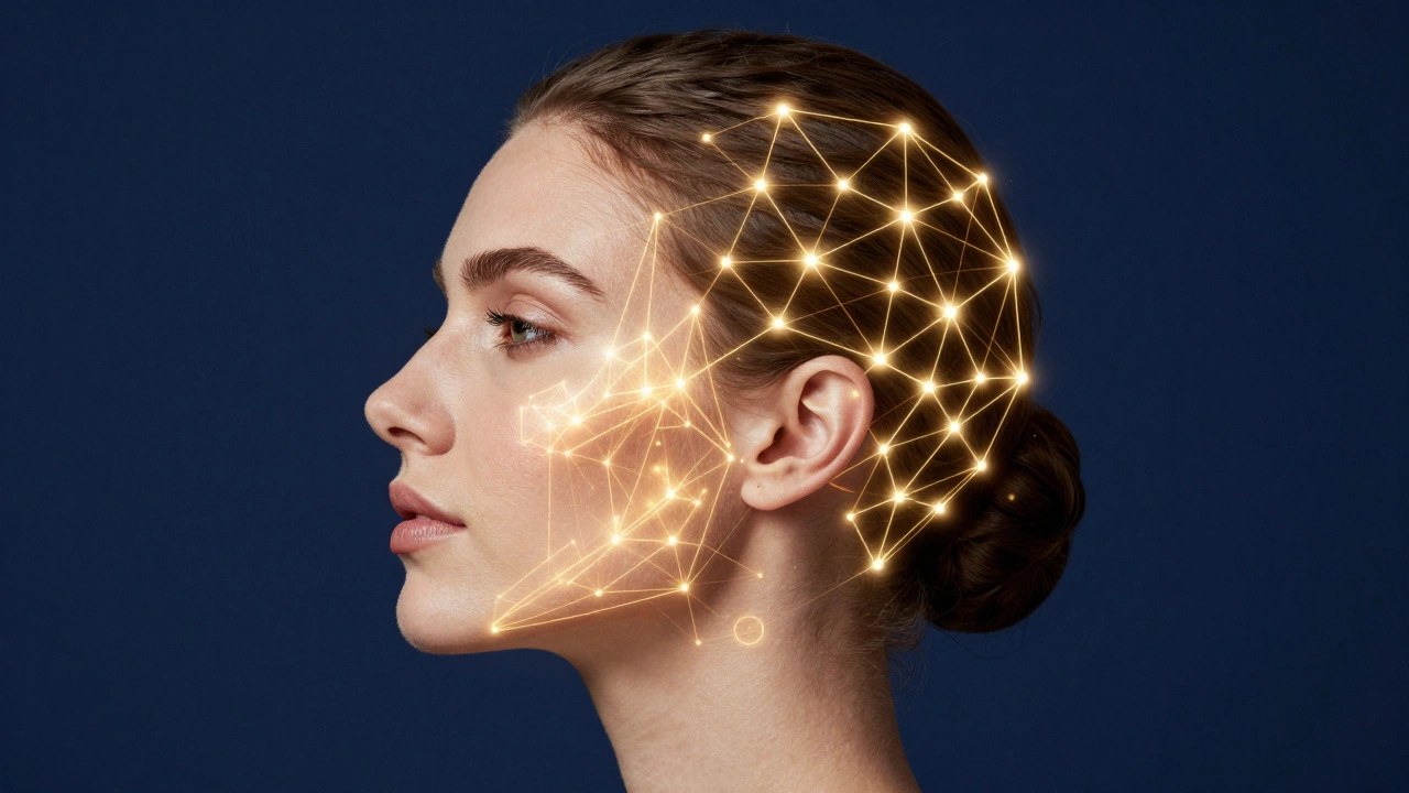 Схематичное изображение эффекта RF-лифтинга и подтяжки кожи лица